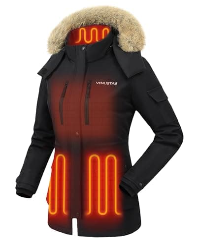 Venustas Women's Heated Parka Jacket with 10H Battery Life, Water-Resistant Windproof Coat with Waist Drawstring Hood - Image 1