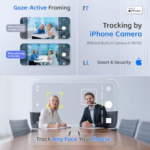 COMITOK Magnetic Auto Face Tracking Stand Tripod MOTA for iPhone Follows Your Movement Hands-Free Video Recording with 360 Degree Holder for Livestreaming, Vlog, Support Tiktok, YouTube - Black - Thumbnail 6