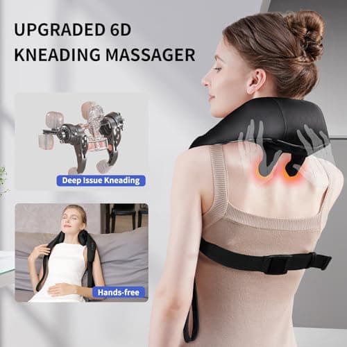 Shiatsu Neck Massager for Pain Relief Deep Tissue, Cordless Shoulder and Back Massager with Heat, Kneading Whole Body Massager Use for Home Office Car, Gifts for Mom Dad Him Her - Thumbnail 2
