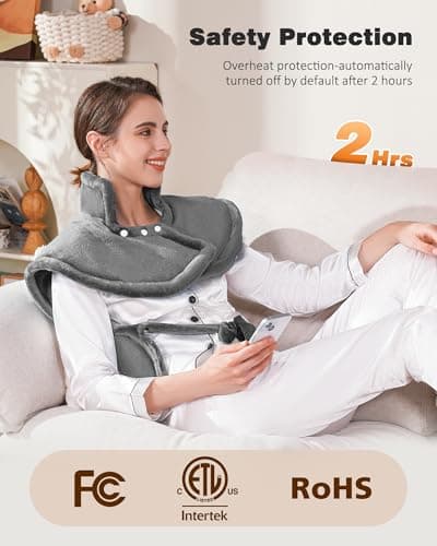 Yokimisu Heating Pad for Neck, Shoulders and Back Pain Relief, 2.5lb Weighted Large 24"x33" Wearable Electric Heating Pad, Fast Heating, ETL Certified, Gift for Women and Men, Ideal for Mom & Dad-Grey - Thumbnail 5