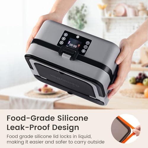 GOMAYBOX Electric Heated Lunch Box with Ice Pack,5.5-Cups,212℉ Max, Insulated Bag Included, Battery Powered Food Warmer for Travel, Portable Cordless Food Container for Adult Rechargeable Bento Box - Thumbnail 5