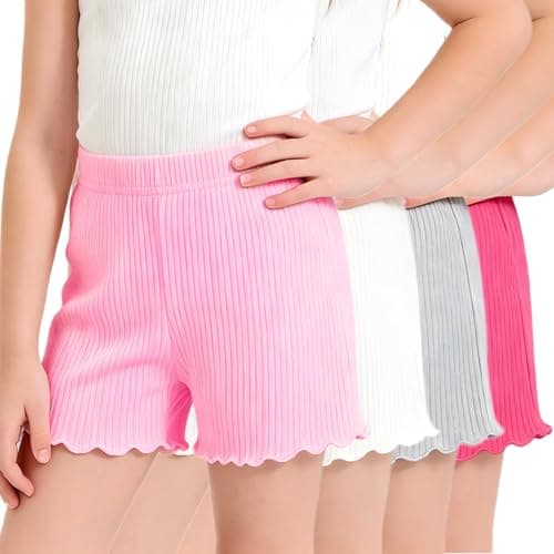 Rcuhsxi 4-Pack Baby Girls Ruffle Shorts Soft Elastic Waist Solid Color Casual Shorts for Toddler Size 5T-6T - Image 1