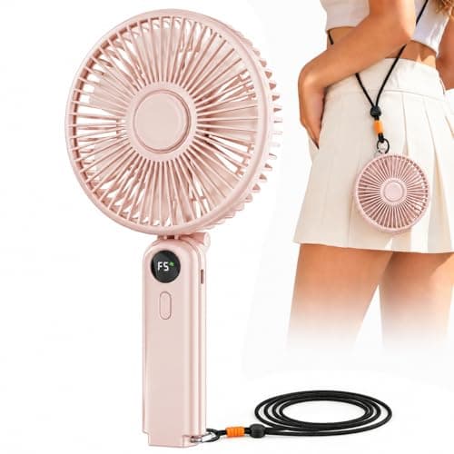 Portable Handheld Fan, 10000mAh Rechargeable Personal Fan for 40H, 6-Inch Ultra Quiet Foldable Hand Fan, 5-Speed Gentle Airflow Battery Operated Fans for Travel Outdoor Lash Makeup Gifts for Women