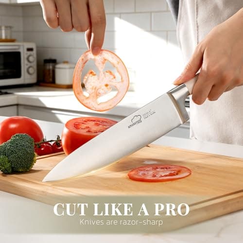 Knife Set, Kitchen Knives Set with Block and Sharpener 14 Pcs Full Tang Knives German Stainless Steel Dishwasher Safe Kitchen Utensils Set with Ergonomic Handle - Thumbnail 4