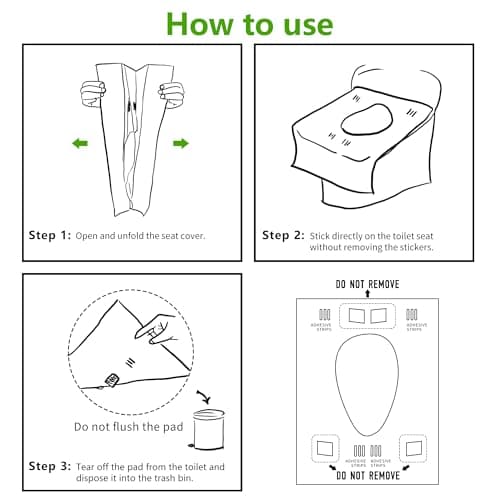 ​​TenFan Disposable Toilet Seat Covers - 70-Pack Waterproof XL Travel Pack, Adhesive Secure Fit for Public Toilets, Camping, Airport & Hospital (Adults & Kids)​​ - Thumbnail 6