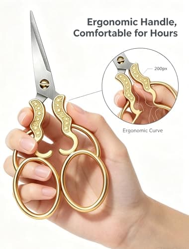 2 PCS Fabric Scissors with 2 Covers- 5-Inch Retro Stainless Steel Precision Scissors, Corrosion & Rust Resistant, Sharp Cutting, Lightweight–Suitable for Embroidery Thread, Paper, Yarn - Thumbnail 3