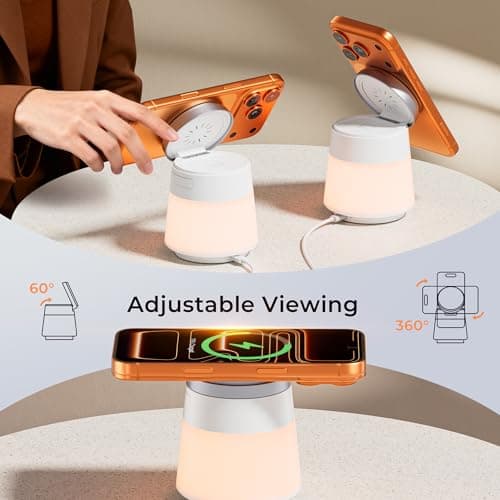 Wireless Charger 3 in 1, Magnetic Wireless Charger Stand with Night Light, 360° Rotation Portable Travel Charging Station Multiple Devices for iPhone 17/16/15/14/13/12, Apple Watch, AirPods Pro 3 - Thumbnail 4