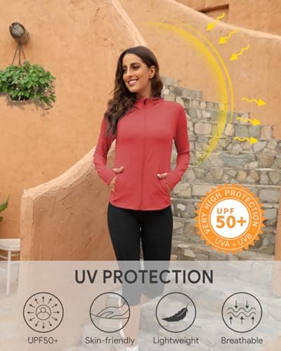 We1Fit Womens UPF 50+ Athletic Jackets Lightweight UV Protection Zip Up Hoodie Shirts Long Sleeve Workout Jacket - Thumbnail 6