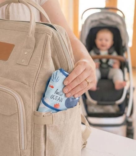 CIVARUA KIDS 3-Pack Waterproof Baby Bibs for Eating - Mess Proof Lightweight Toddler Feeding Bibs with Large Food Catcher, Food-Grade Baby Eating Essentials, Easy to Put On & Clean(Light Blue Ocean) - Thumbnail 6