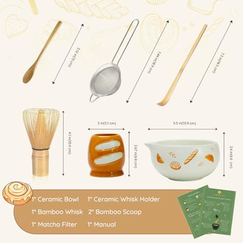KOIMYSA Matcha Starter Kit, 6PCS Cute Whimsy Matcha Set with Ceramic Spout Bowl, Bamboo Whisk, Easy Matcha Making for Home Café, Beginners and Tea Lovers - Thumbnail 2