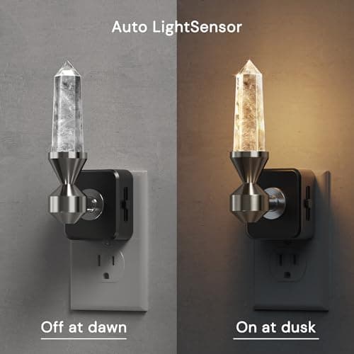 L LOHAS LED Night Light: Night Lights Plug into Wall, 2 Pack Dimmable Night Light Aesthetic Crystal, Warm Light 3000K, Dusk to Dawn Sensor, Healing Stone Decorative Nightlight for Home Living Room - Thumbnail 2