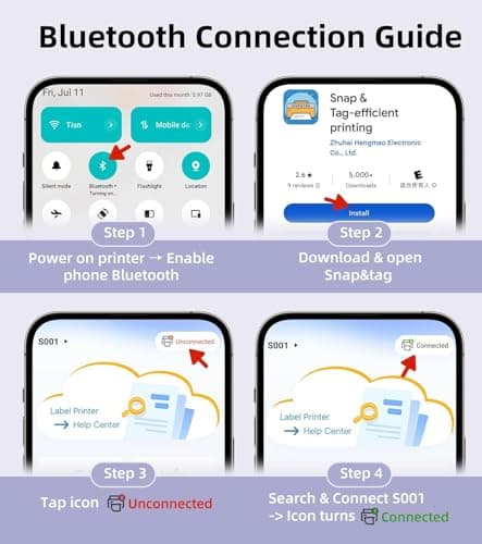 ORGSTA Label Maker Machine with Tape Bluetooth Portable Thermal Labelling Printer for School Home Office Organization, Wireless Mini Labeler S001 Label Machine with Label Sticker Maker, White - Thumbnail 3