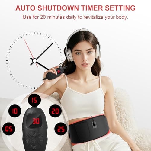 Red Light Heating for Body: RAYOCON 5 Light Levels Light Heat Belt Wrap for Back/Waist 660nm & 850nm Led Beads with Timer - Thumbnail 4