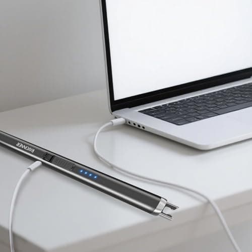 RAYONNER Rechargeable Electric Candle Lighter Windproof Plasma Arc Lighter for Deep Jars BBQ Camping Flameless Fire Starter Christmas Stocking Stuffers Gift (2 Pack - Black) - Thumbnail 3