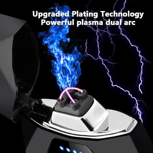 RSBYE Plasma Lighter Windproof Dual Arc Lighter USB Rechargeable Electric Lighters with LED Battery Indicator Mini Pocket Lighters for Candle（Business Black） - Thumbnail 3