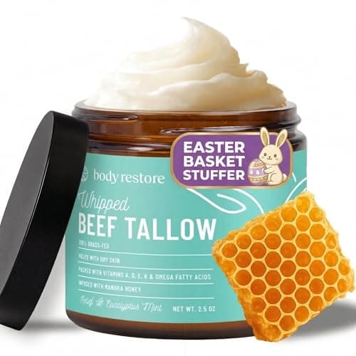 Body Restore Whipped Beef Tallow Balm – Mothers Day Gifts for Mom, Grass Fed Moisturizer for Face and Body, Birthday Gifts for Women, Self Care – Eucalyptus - Image 1
