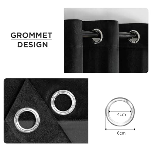 Joydeco Black Velvet Curtains 84 Inches Long, Blackout Grommet Luxury Curtain 2 Panels, Insulated Thermal Privacy Room Darkening Velvet Drapes for Bedroom Living Room (52Wx84L) - Thumbnail 3