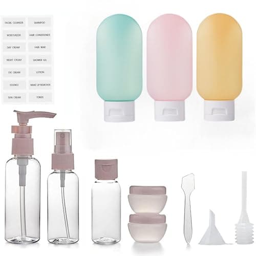 ZLSSETEC 12pack Travel Bottles for Toiletries, TSA Approved Travel Size Toiletries Containers, Travel Bottles Set with Labels Leakproof Squeezable Refillable Airplane Travel Accessories - Image 1