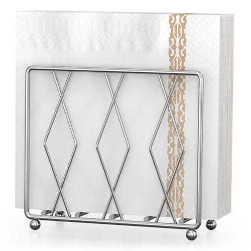 LWSFF Napkin Holder for Table, Modern Metal Napkin Holders for Paper Napkins & Kitchen Dining & Countertops, Cocktail Upright Napkin Holder Dispenser Suitable for All Room Decors (Small, Silver)