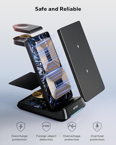 KPON 3 in 1 Charging Station for Samsung, Wireless Charger for Thick Cases, Foldable Phone and Watch Charger Stand for Galaxy S26/S25/S25 Ultra/S24/Z Fold/Android Devices, Galaxy Watch and Earbuds - Thumbnail 5