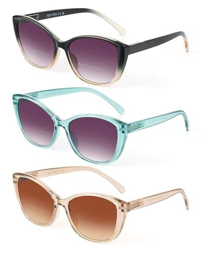 JOLISU 3 Pack Cat Eye Bifocal Reading Sunglasses for Women, 2-in-1 UV400 Sun Readers with Spring Hinge for Outdoor Activity (2.50) - Image 1