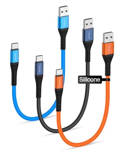 COOLSELL Short USB A to USB C Cable 1ft, Soft Silicone 60W Fast Charging Cord Type-C Compatible with iPhone 17/16/15 Samsung Galaxy S23 S22 Google Pixel, iPad for Power Bank/Car/Office/Travel - Image 1