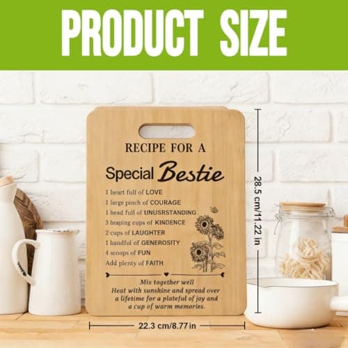 Gift for Bestie Best Friend Birthday Gifts Ideas, Recipe Cutting Board for Besties, Best Gifts for Bestie Female BFF Female Bestfriend Best Friends Gift Bamboo Cutting Board Kitchen Decor - Thumbnail 4