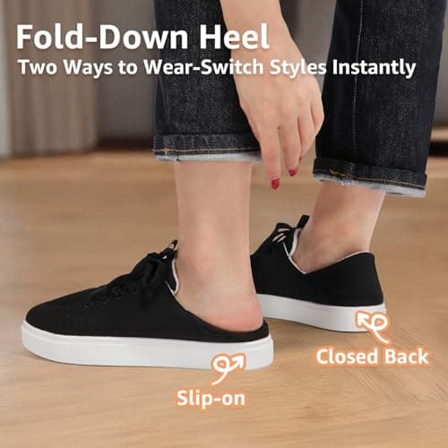 STQ Womens Slip on Sneakers Business Casual Shoes Women Tennis Shoe Orthopedic Travel Work Office Plantar Fasciitis Daily Wear Lightweight Comfortable Black Size 9 - Thumbnail 4