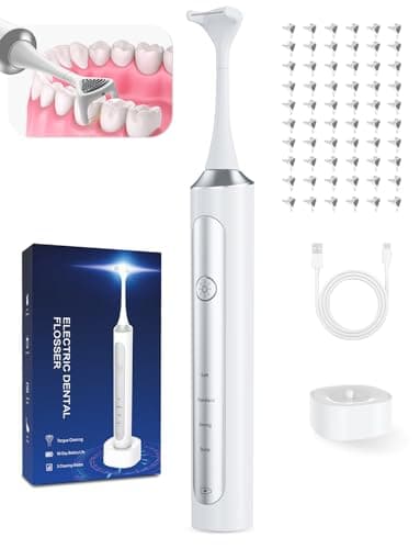 Rechargeable Electric Flosser for Teeth, 4-Speed Power Dental Flosser with 60 Refill Heads & Tongue Cleaner, IPX7 Waterproof,Gentle Gum Care for Adults and Kids, Water Flosser Alternative - Image 1