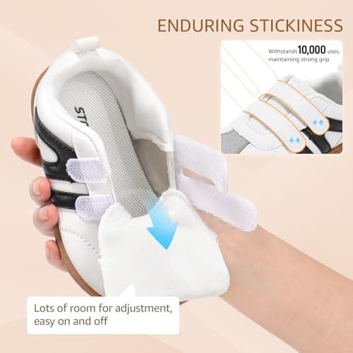 STQ KIDS Toddler Boy Shoes Wide Toe Box Barefoot Shoes Zero Drop Baby Tennis Running Shoe Lightweight Non-Slip First Walking Girls Sneakers School Classic White Black Infant Size 4 - Thumbnail 6