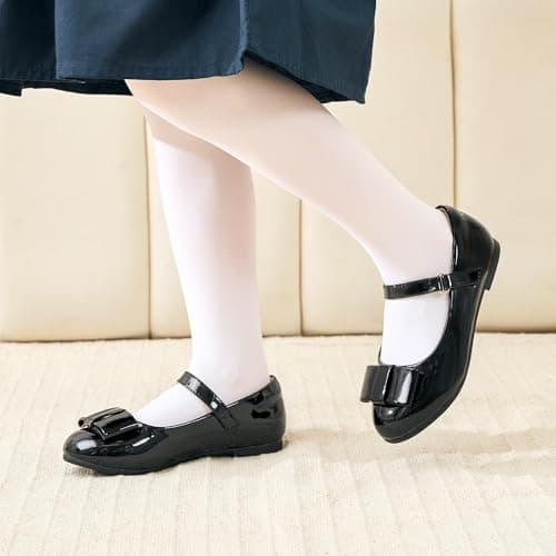 Stelle Girls Dress Shoes Toddler Mary Jane Shoes Flats with Bow for Toddler/Little/Big Kids(GMJ009-2-Black,7MT) - Thumbnail 3