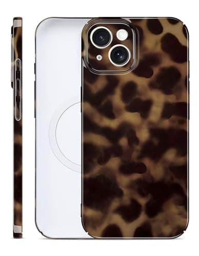 Aitipy Magnetic Tortoise Shell Phone Case for iPhone 14 Plus, Compatible with MagSafe, Cute Leopard Print Fashion Aesthetic Soft TPU Slim Shockproof Protective Phone Cover for Women Girls - Image 1
