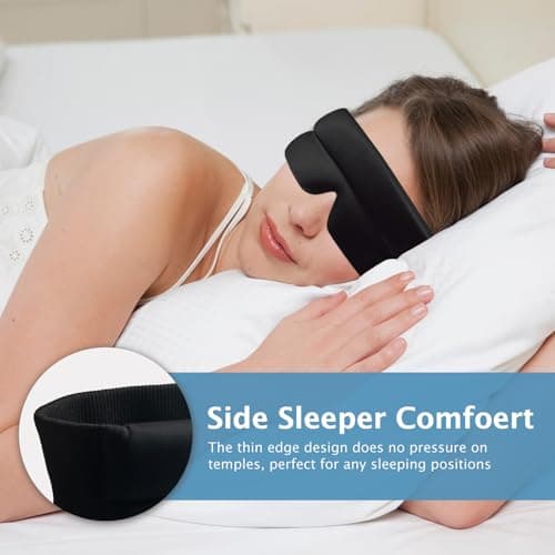 Sleep Mask, Light Blocking Design Night Blindfold for Sleeping, Memory Foam Eye Cups for Women and Men, Sleep Eye Mask for Side Sleeper, Blindfold for Travel, Nap, Yoga, Black - Thumbnail 3