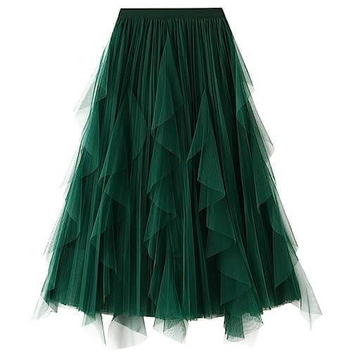 Women's Tulle Skirt A-Line Long Fairy Skirts Elastic Waist Layered Skirts Midi Skirts for Formal Party - Image 1