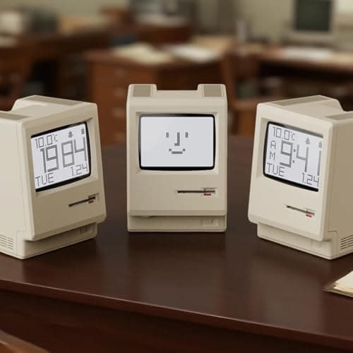 GIISSMO Maclock WB-8 Retro Pixel Alarm Clock, 1984 Computer Style Electronic Digital Clock, USB Desk Clock for Bedroom, Multiple Alarms, Calendar, Temperature, Adjustable Brightness - Thumbnail 3
