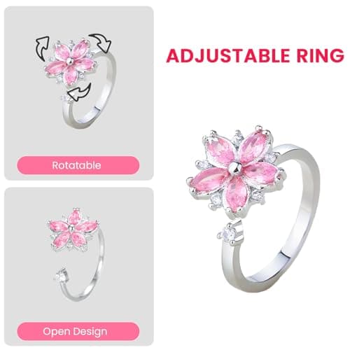 mountova Valentines Day Gifts for Her Girlfriend Wife, Flip Flower Jewelry Box With Ring Birthday Gift for Women Mom Sister, Preserved Rose Ring Box for Anniversary Wedding, Proposal, Pink - Thumbnail 4