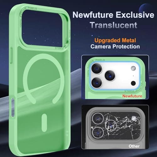 Newfuture Magnetic for iPhone 17 Pro Case [Compatible with Magsafe] [Military Grade Drop Protection] Translucent Matte Anti-Scratch Shockproof Protective Phone Cover 6.3 Inch, Matcha Green - Thumbnail 4