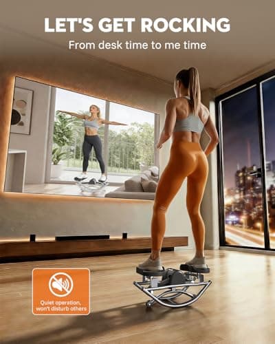Low-Impact Rocking Steppers for Exercise at Home with Digital Display & Resistance Bands and Non-Slip Mat Equipment for Seniors & Beginners,Full Body Workout - Thumbnail 6