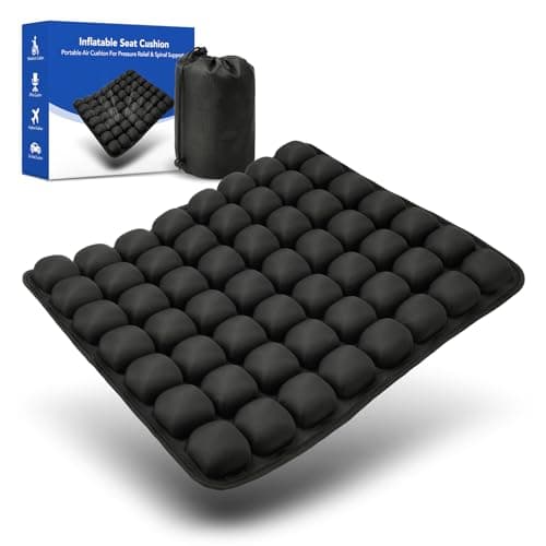 Inflatable Wheelchair Cushion for Pressure Relief - Self-Inflating Seat Pad for Mobility Scooter, Office Chair & Airplane Travel - Portable Cushion for Sciatica & Tailbone Pain Relief (No Pump Needed) - Image 1