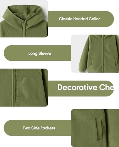 Balabala Girls Winter Jacket Toddler Fleece Jacket Kids Full Zip Hoodie Boys Jacket Warm Cozy Outwear Coat with Pockets - Thumbnail 5