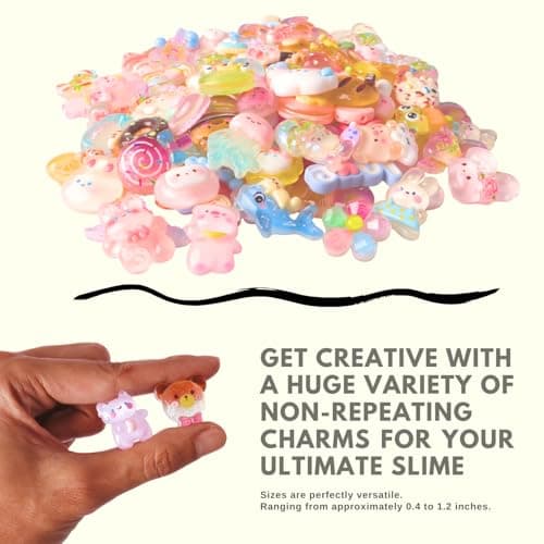 120Pcs Kawaii Slime Charms Set, Non-Repeating Mini Cute Flatback Resin Embellishments for DIY Crafting, Scrapbooking, Hair Clips, Shoes, Phone Cases - Assorted Animals, Food, Dessert, Flower - Thumbnail 5