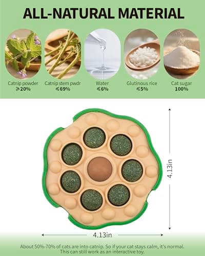 BESNEW Catnip Toys,Lotus Pod Catnip Balls,Extra Cat Energy Ball,Teeth Cleaning Dental Wall Treats,Edible Cat Candy for All Breeds - Thumbnail 3