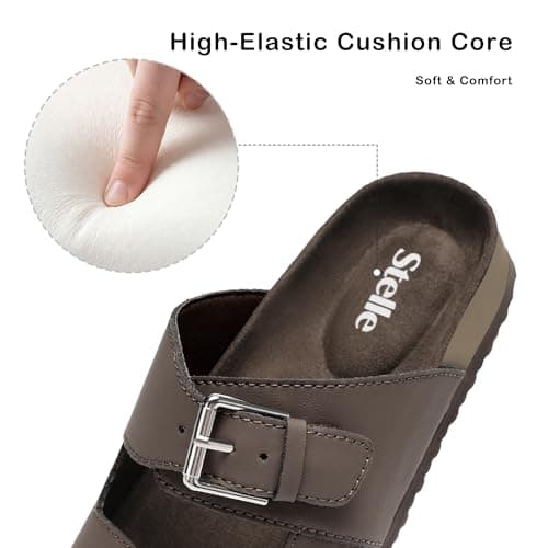 Stelle Kids Sandals Boys Summer Shoes Girls Slippers Slip on Slides with Adjustable Straps for Little Kid/Big Kid(Chocolate,13ML) - Thumbnail 5