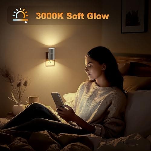 JandCase Night Light, LED Night Lights Plug into Wall, 2 Pack Automatic Nightlight with Light Sensor, 3000K Soft White 0-100LM Dimmable Modern Nightlight for Kids Bedroom Hallway - Thumbnail 5