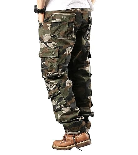 BAYAMO Mens Camo Cargo Pants Military Fatigue BDU Pant Hunting Combat Work Hiking Casual Pants with 8 Pockets (Camo Khaki,40) - Thumbnail 3