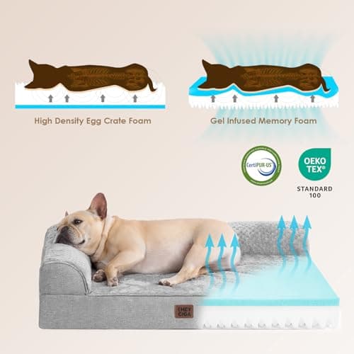 EHEYCIGA Extra Large Dog Bed Othorpedic 44x32x6.5, Memory Foam XL Dog Bed with Washable Removable Cover, Waterproof Pet Sofa Couch XLarge Size Dogs with Nonskid Bottom, Grey - Thumbnail 4