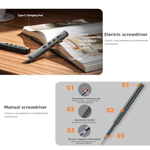 VMYTH 80 in 1 Mini Electric Screwdriver Set, Precision Cordless Screwdriver with OLED Smart Display, Magnetic Computer Repair Tool Kit for PC, Laptop, PS5, Electronics - Thumbnail 3