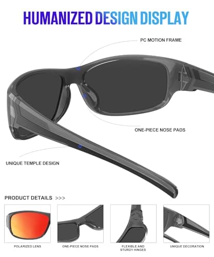 KALIYADI Polarized Sunglasses-for-Men Sports Sunglasses: Mens Sun Glasses with UV400 for Running Fishing Golf - Thumbnail 5