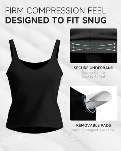 MXYMXY V-Neck Sports Bra Tank Top for Women Black - Thumbnail 3