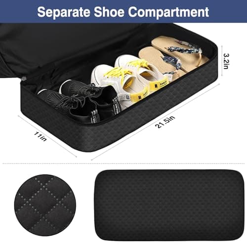 Weekender Bag for Women, Travel Duffel Bag Carry On Overnight Bag with Shoe Compartment Large Nylon Travel Weekend Tote Bag, 9a-black, L - Thumbnail 3